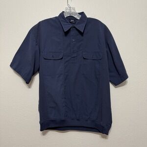 SRT‎ Easy Care Blue Short Sleeve Fitted Waist Polo Shirt Mens Size M Vintage